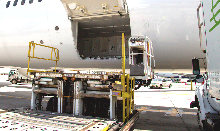 Proceso de carga compartimento inferior Boeing 787-9