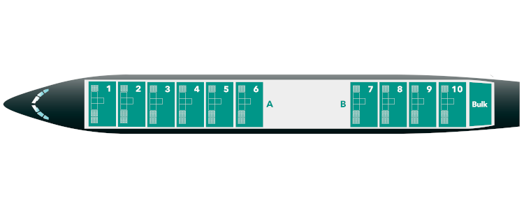 Configuración de la cubierta inferior del Boeing 777-F anterior: palet